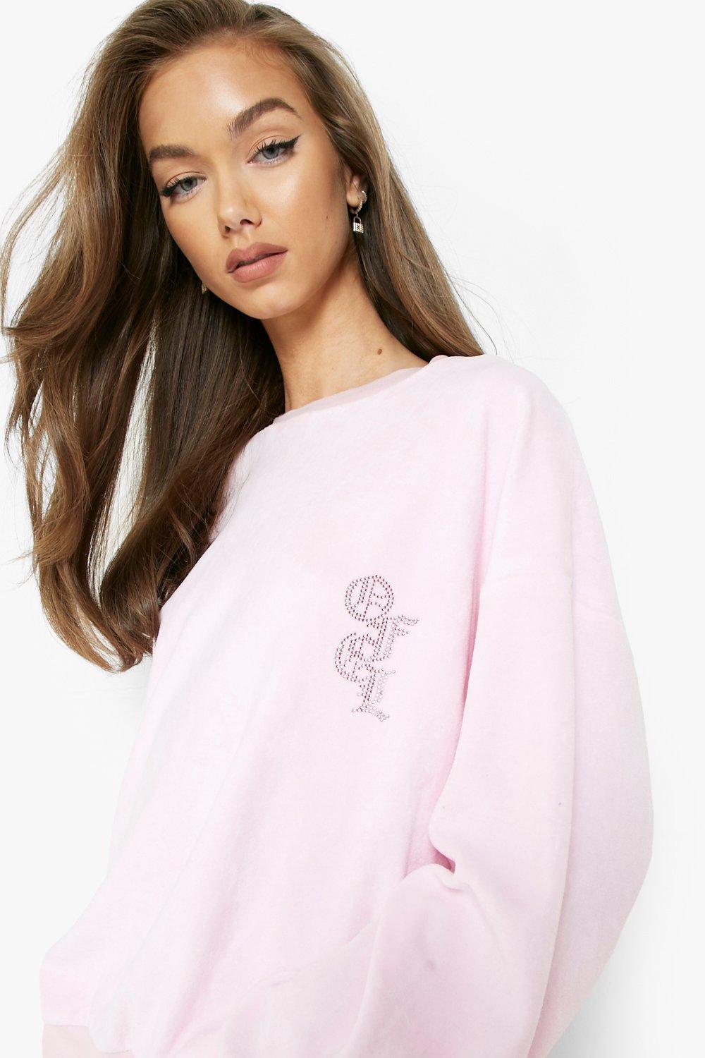 Crew Velour Track Romper - Pink Crew Velour Track Romper - Pink
