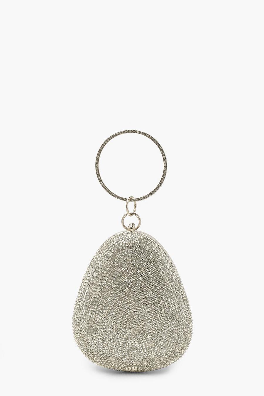 Ovale Strass-Tasche, Silver image number 1