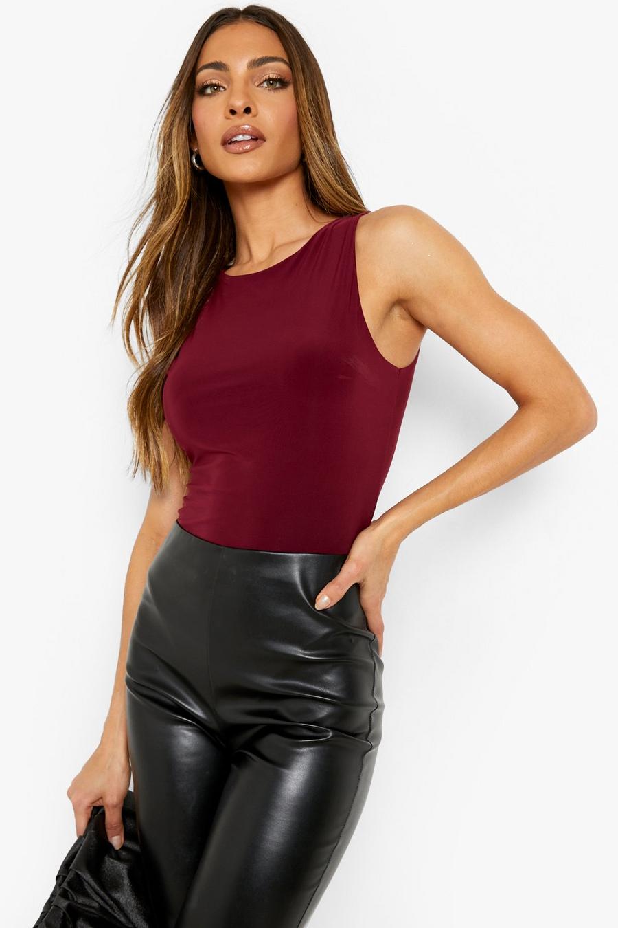 Berry Double Layer Racer Bodysuit image number 1