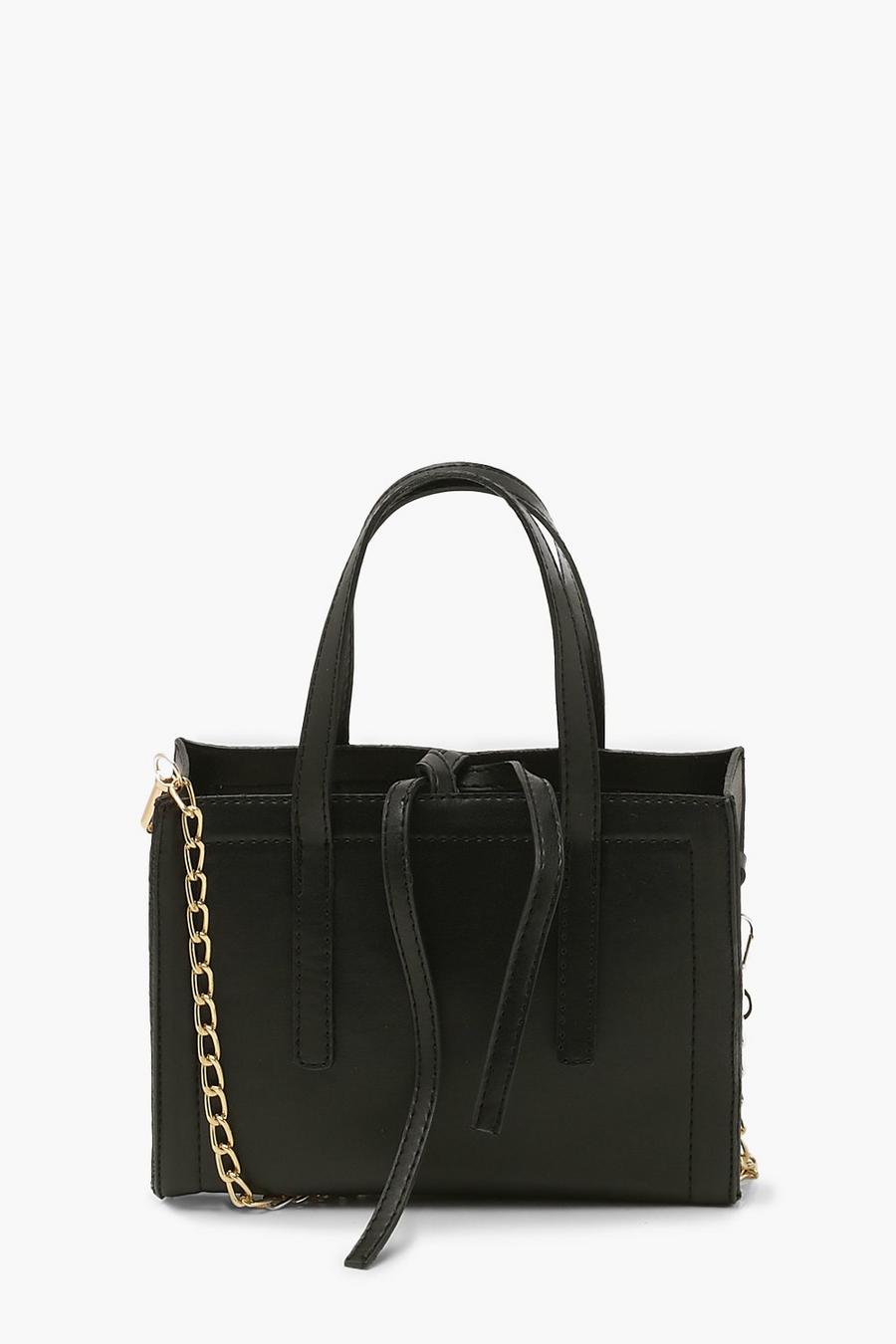 Black Mini Grab Bag With Cross Body Strap image number 1