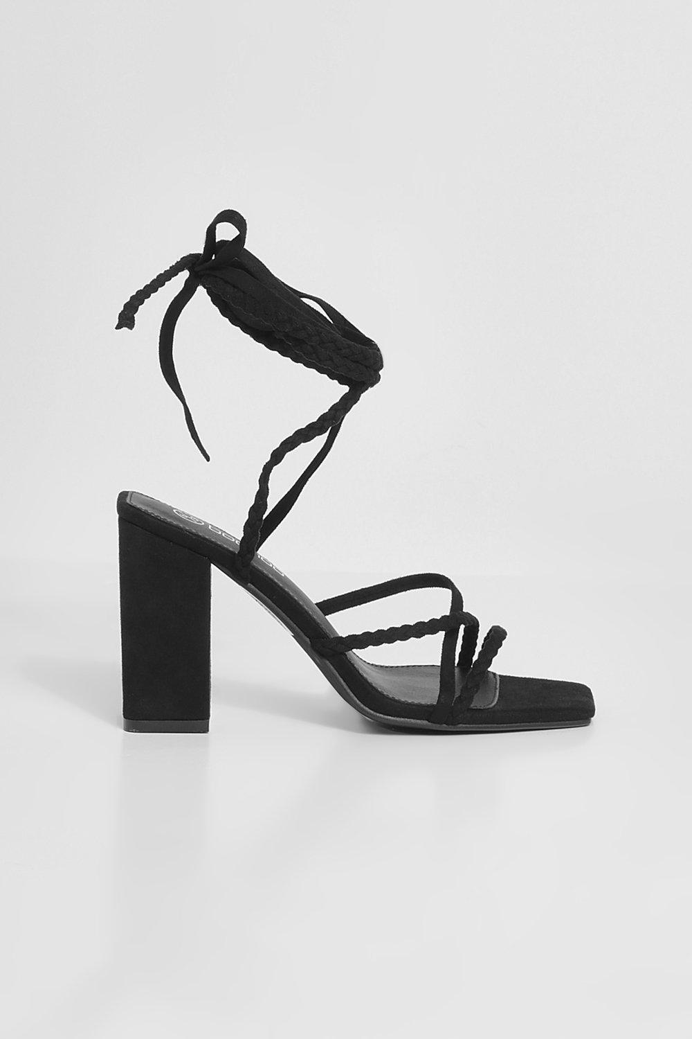 Braided Block Heel Wrap Up Sandal