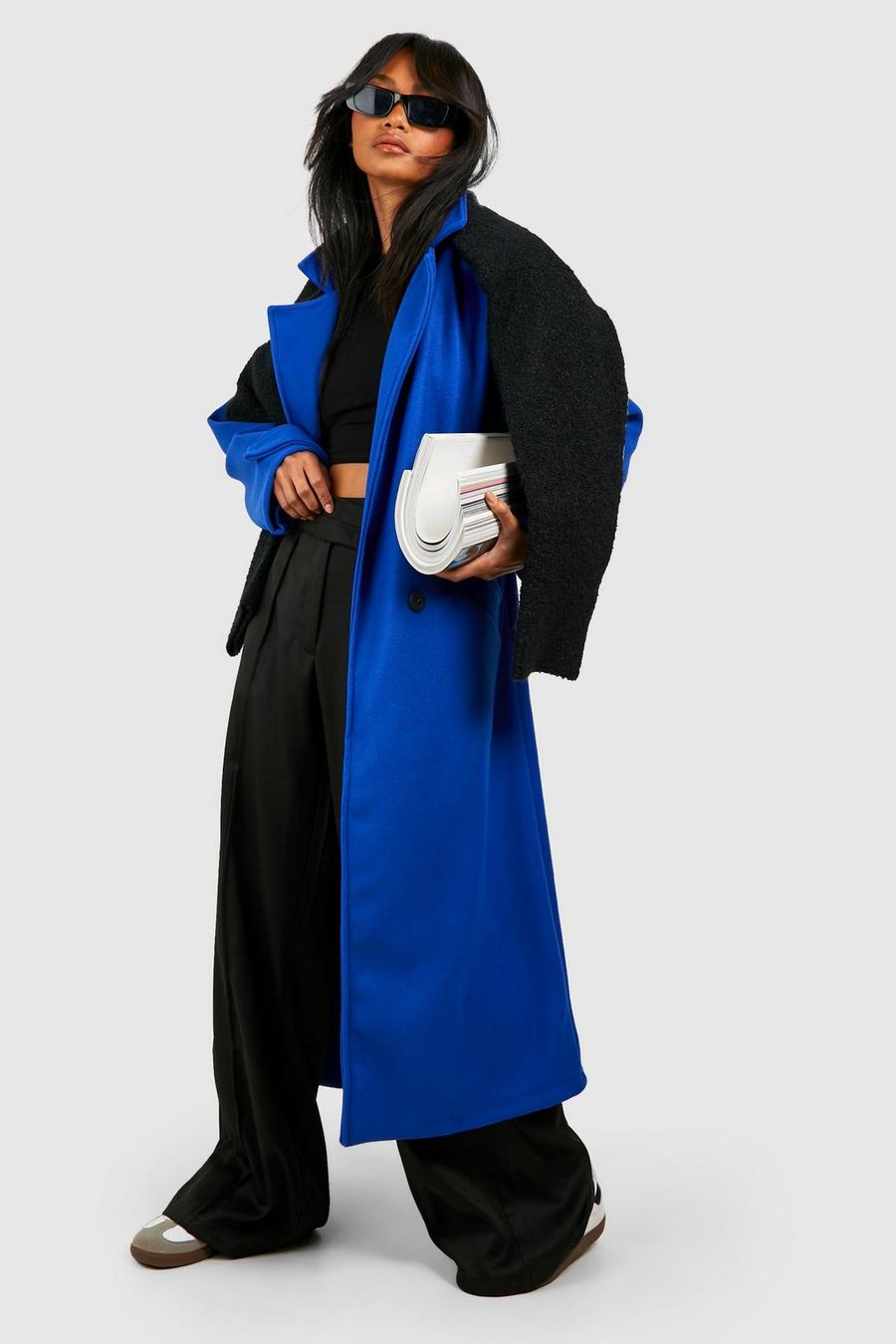Cobalt blue Wool Look Longline Coat