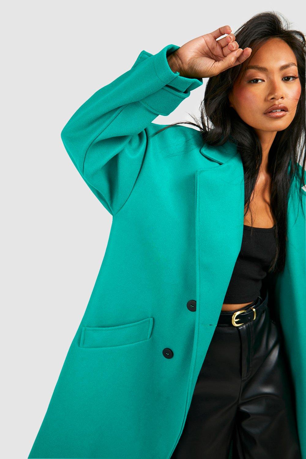 Boohoo green coat sale