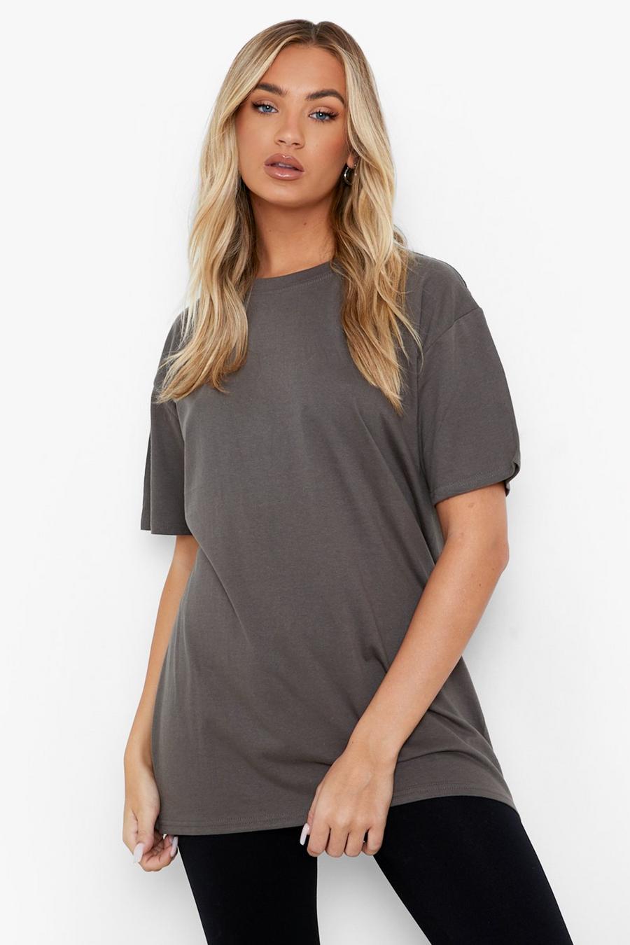 T-shirt oversize à imprimé cerise, Charcoal image number 1