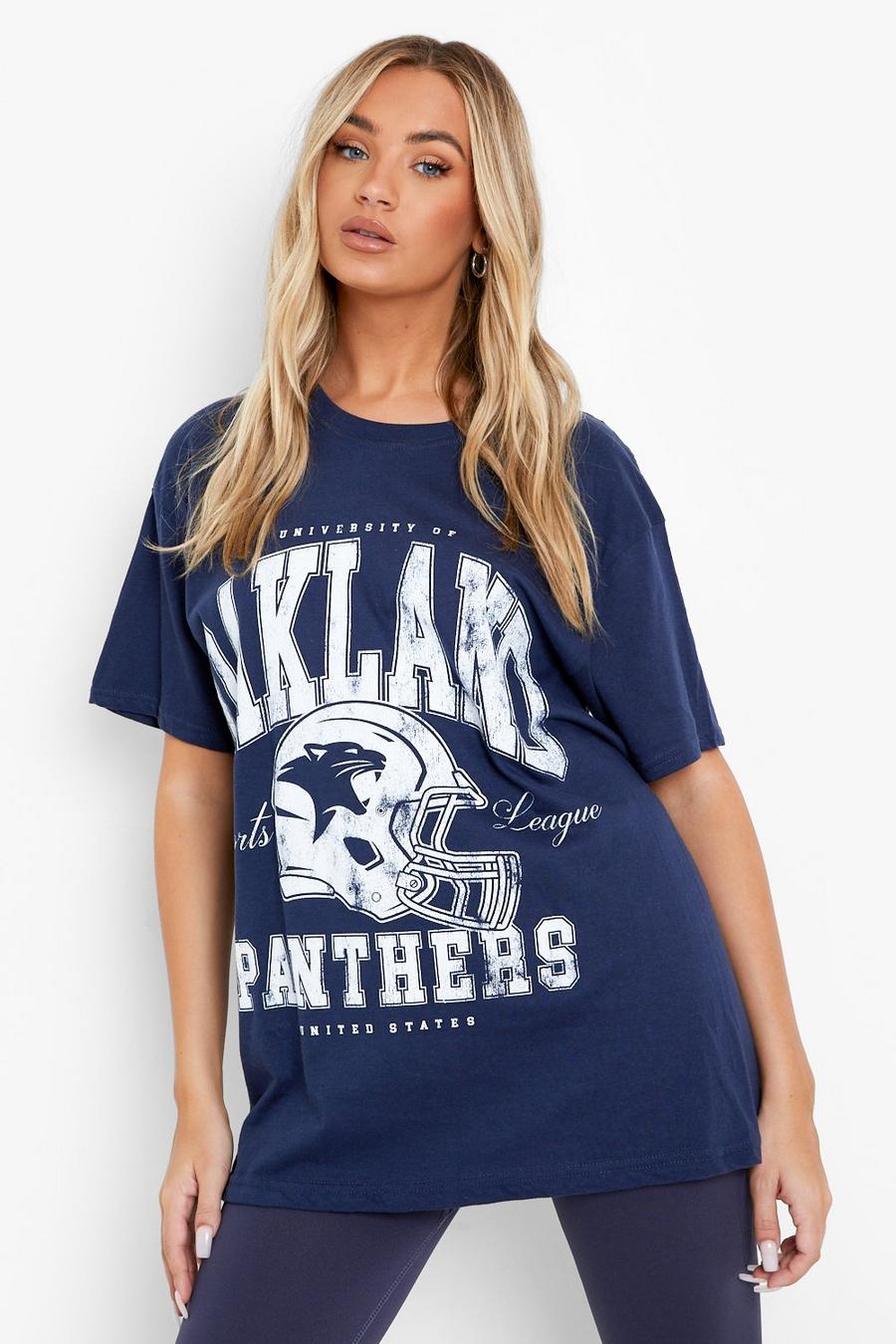 Navy Oakland Oversize t-shirt med tryck image number 1