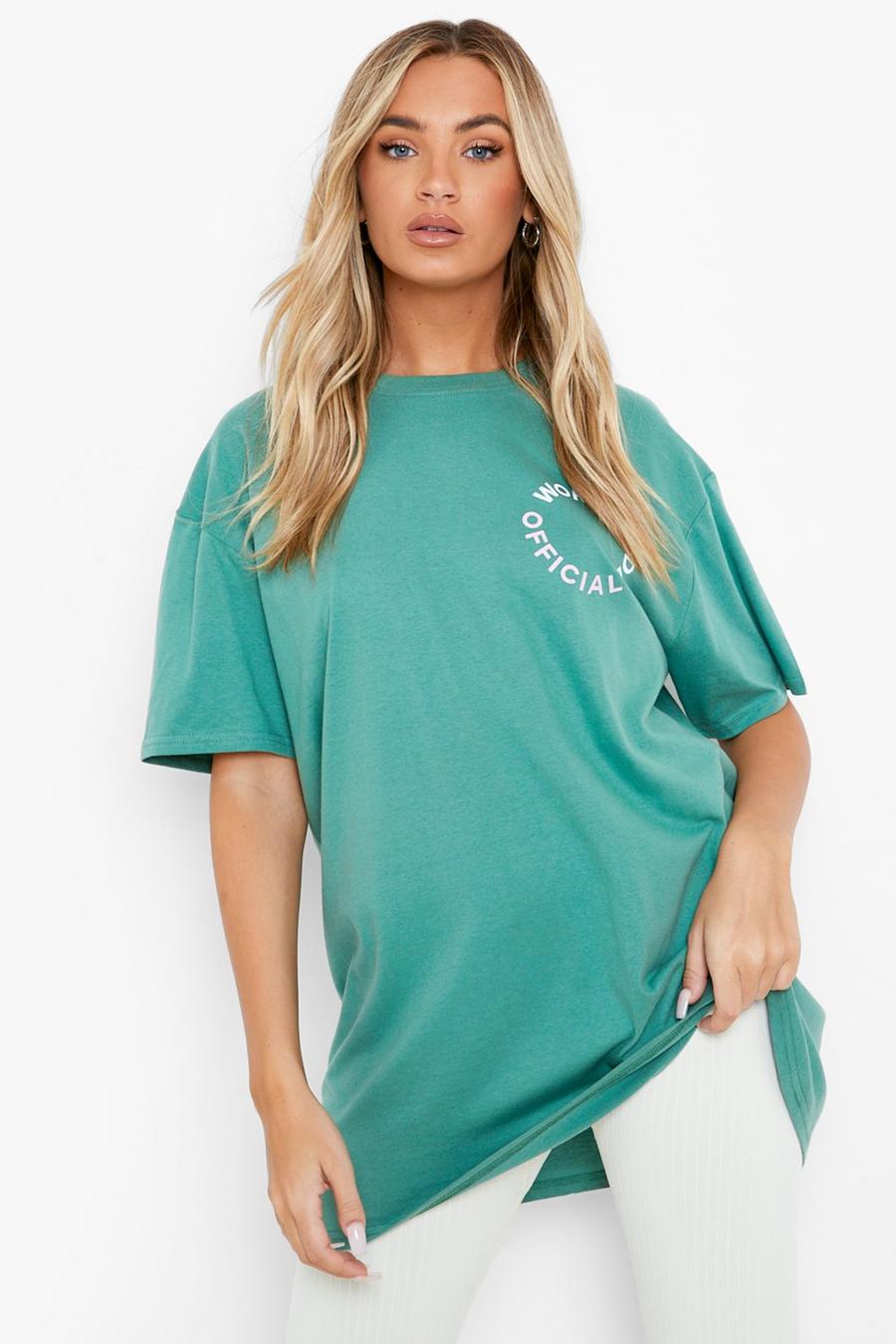 Camiseta oversize con estampado Worldwide, Bottle green image number 1
