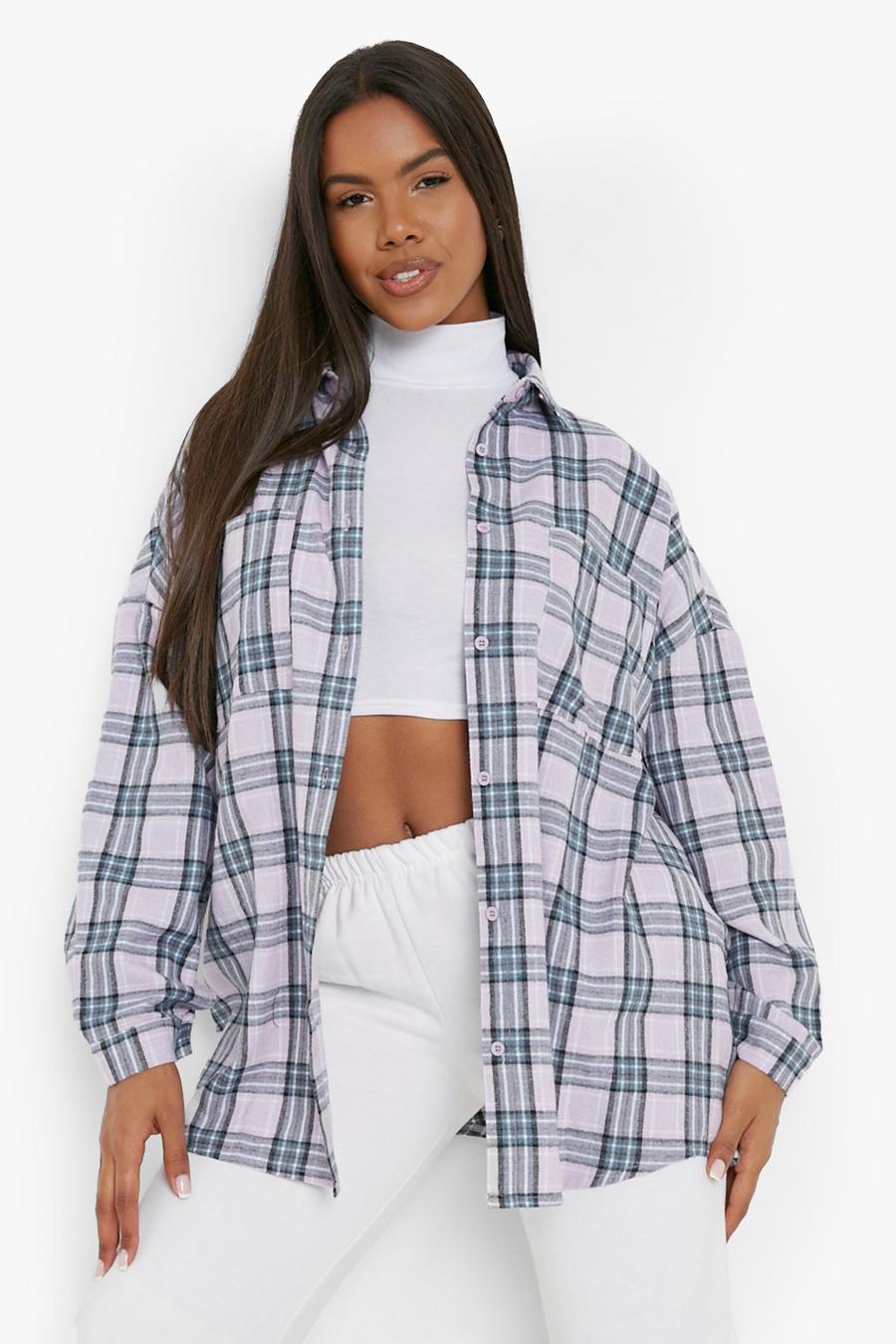 Lilac Oversized Check Shirt image number 1