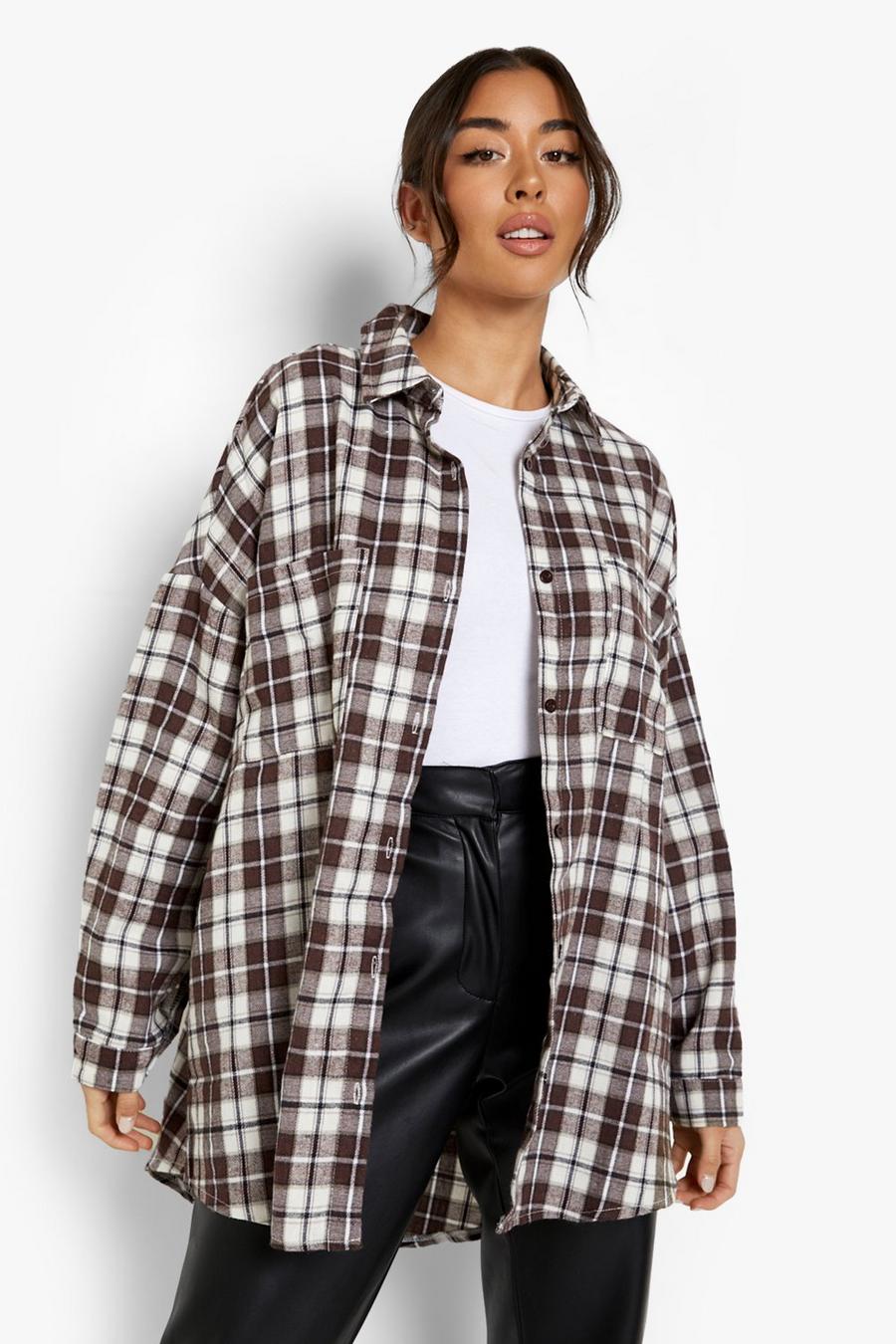 Chocolate Oversized Flannel Shirt image number 1