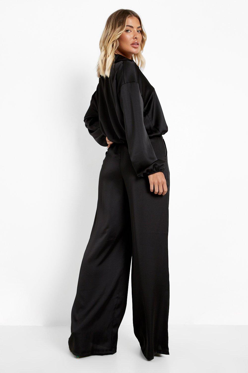 Women Formal Pants Set Black Silk 2 Pieces Sleeveless Backless Wide Leg  Pants Set : : Clothing, Shoes & Accessories