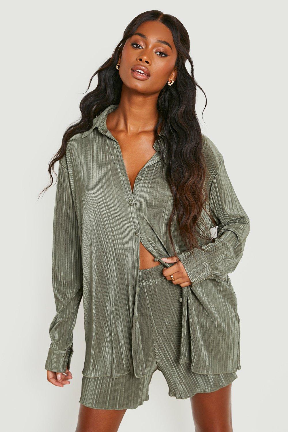 Plisse Shirt & Shorts Set | boohoo