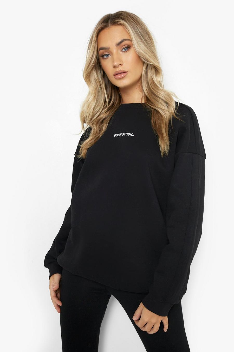 Women's Black Dsgn Studio Printed Oversized Sweatshirt | Boohoo UK