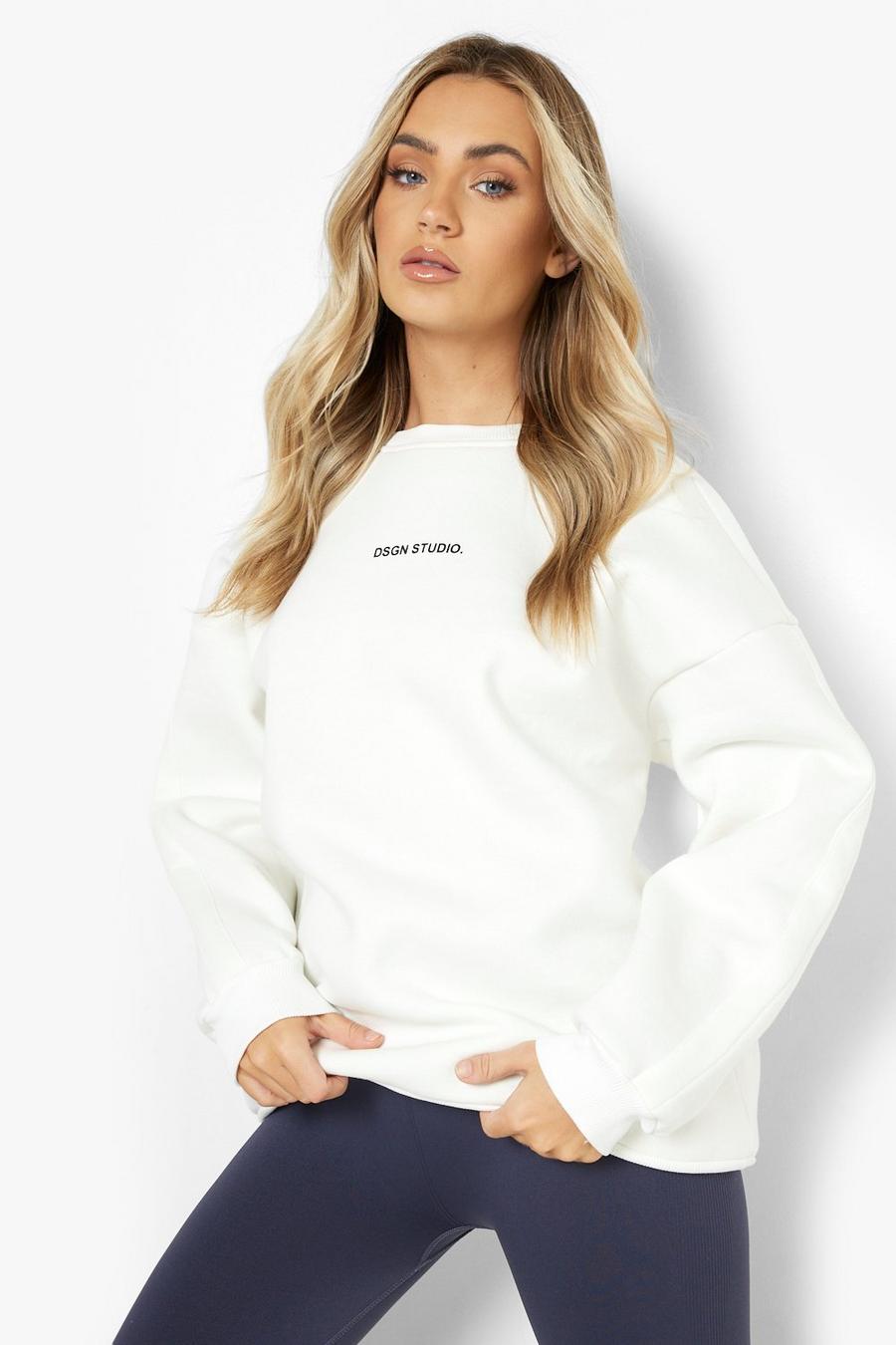 Ecru white Dsgn Studio Printed Oversized Sweatshirt