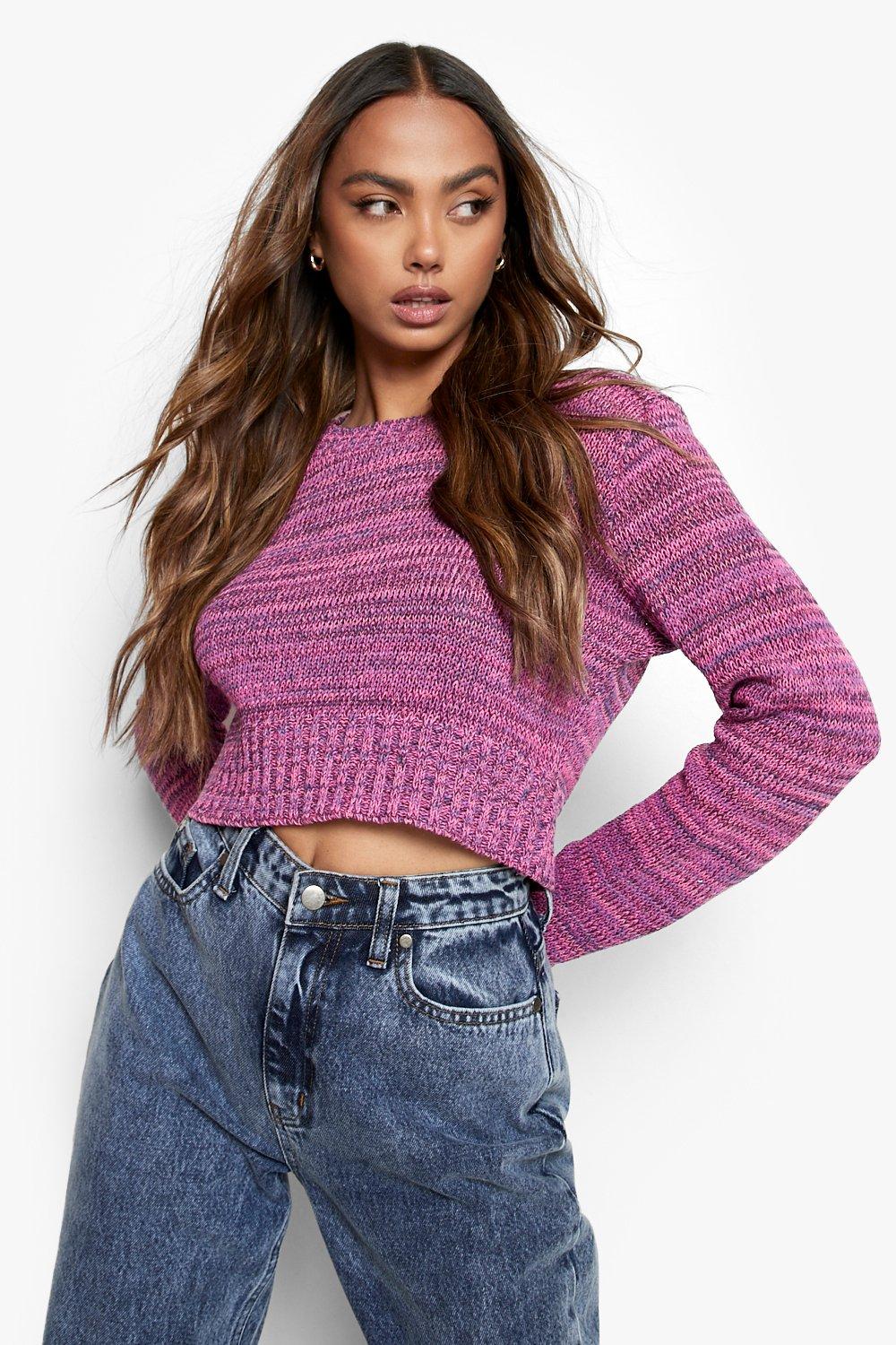 Purple crop sale top sweater