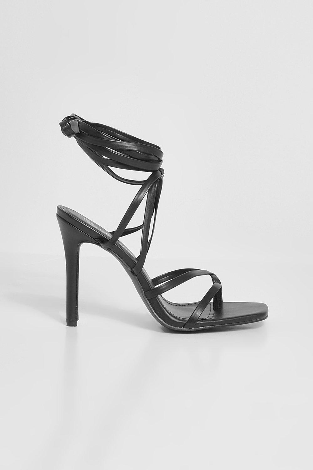 Boohoo black strappy on sale heels