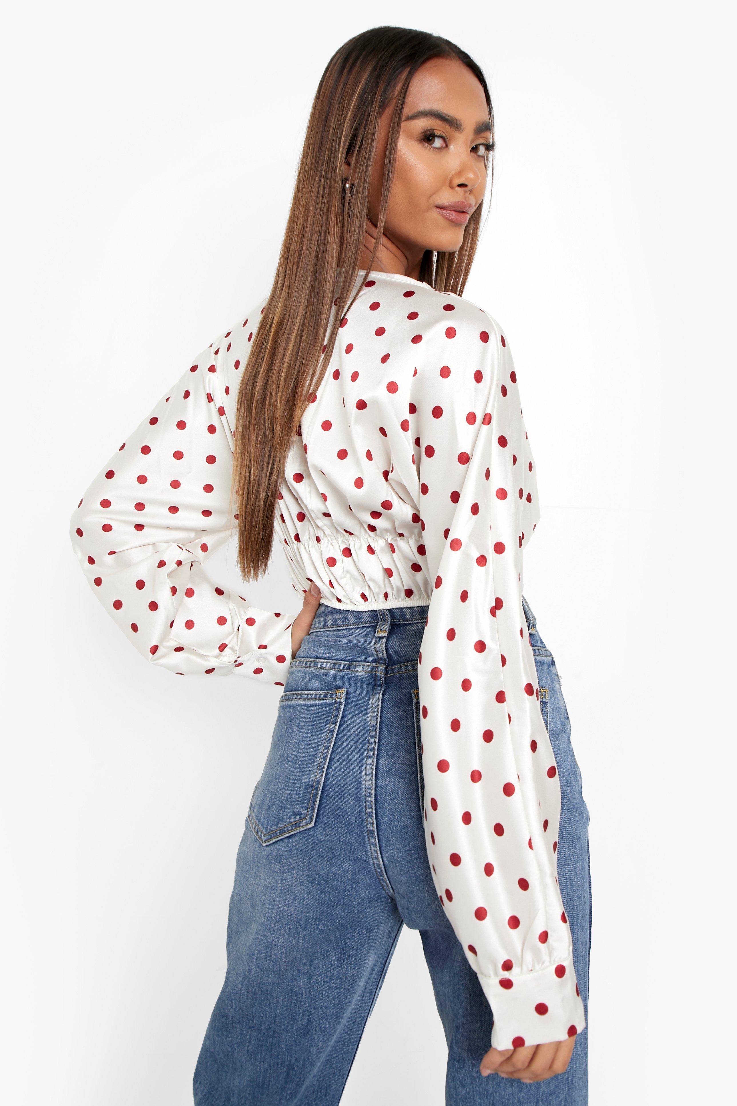 Polka dot discount satin top