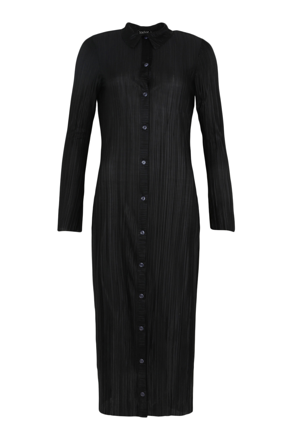 Plus Wide Plisse Midi Shirt Dress