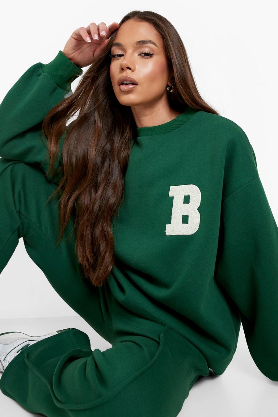 Green B Toweling Applique Straight Leg Tracksuit image number 1