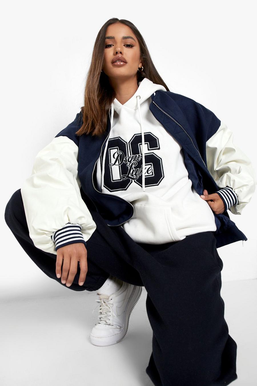Navy Dsgn Luxe Towelling Applique Hooded Tracksuit image number 1