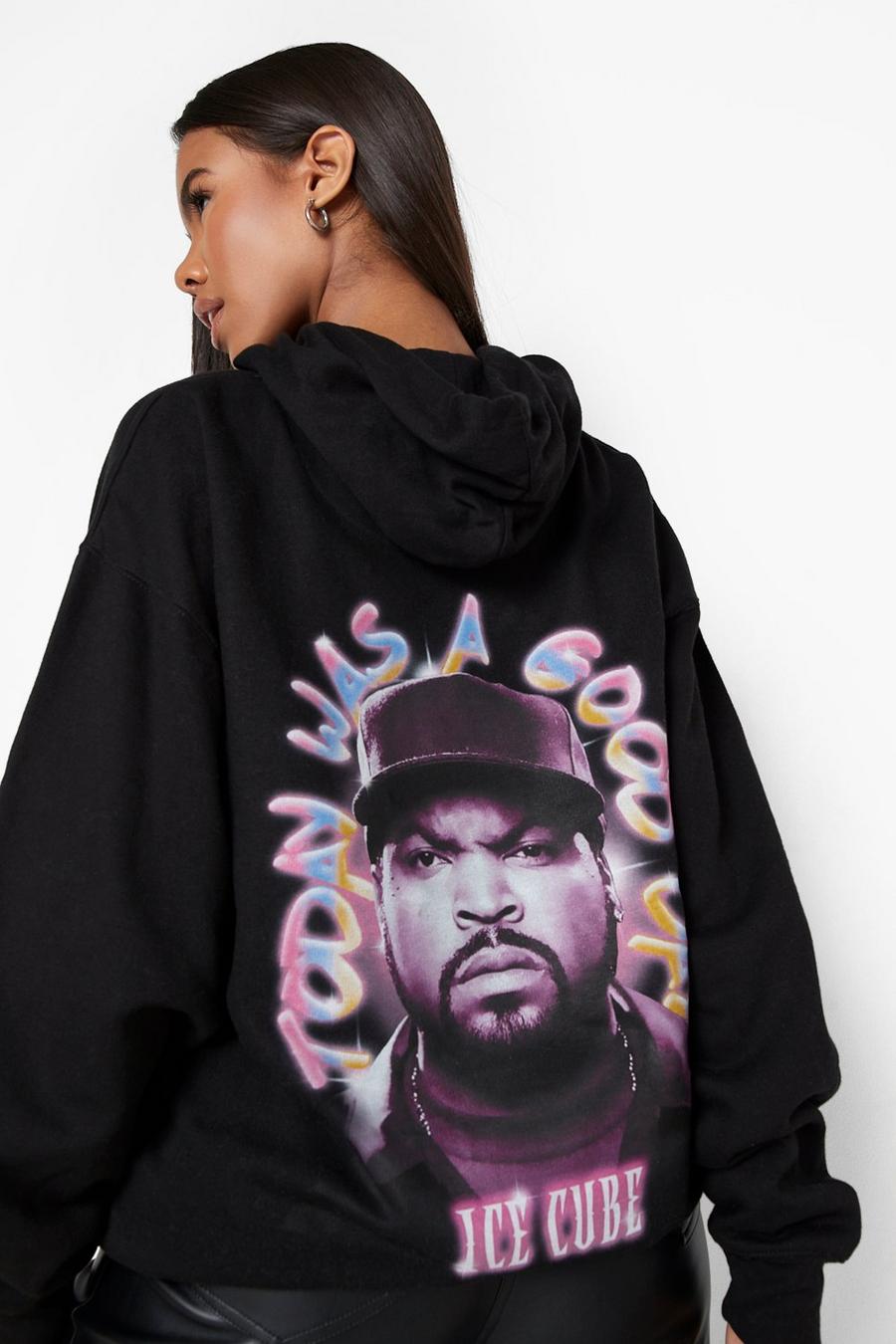 Black Ice Cube License Back Print Oversized Hoodie image number 1
