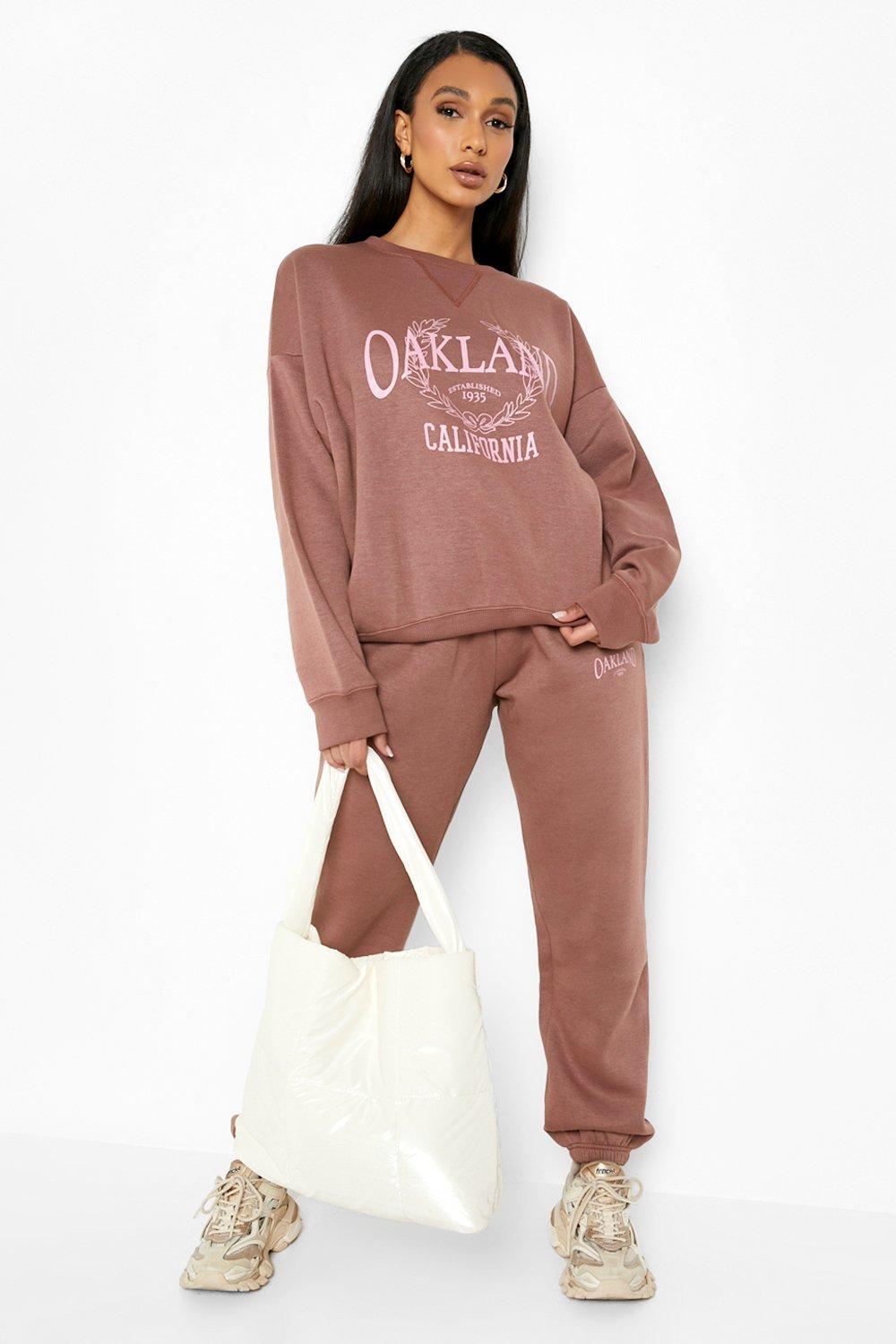 Women s Oakland Varsity Sweater Tracksuit Boohoo UK