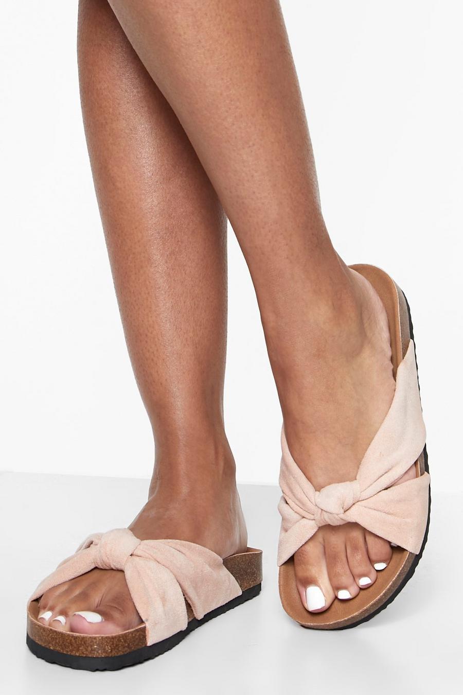 Nude Wide Fit Bow Footbed Slider