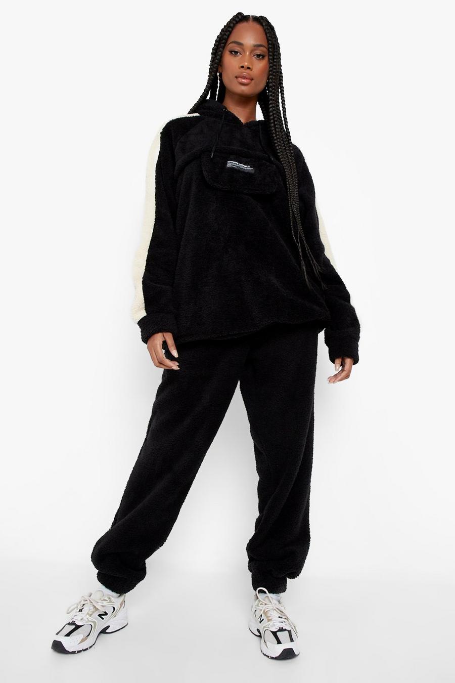 Black Borg Oversized Track Pants With Woven Label image number 1