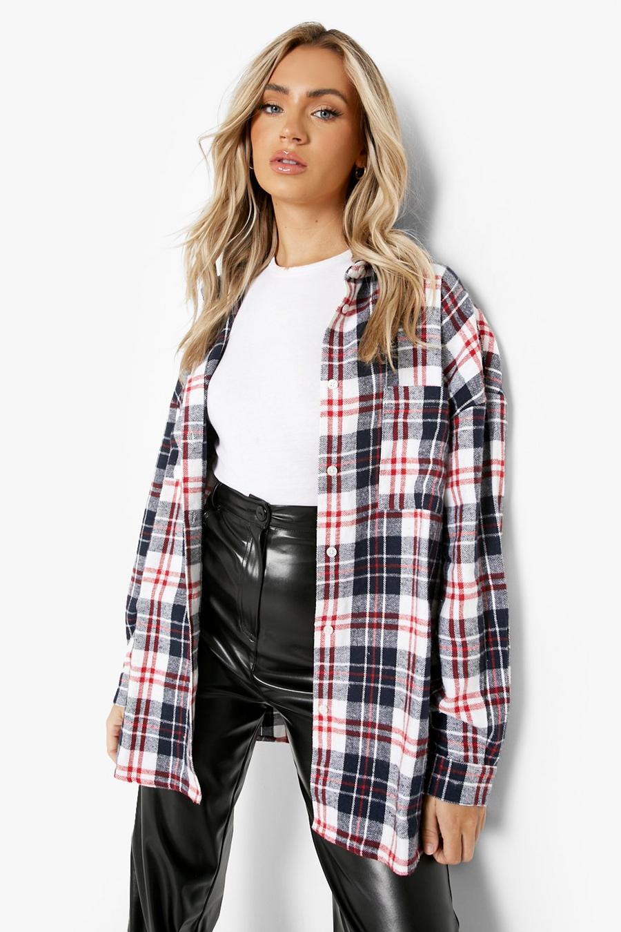 Navy Oversized Checked Shirt image number 1