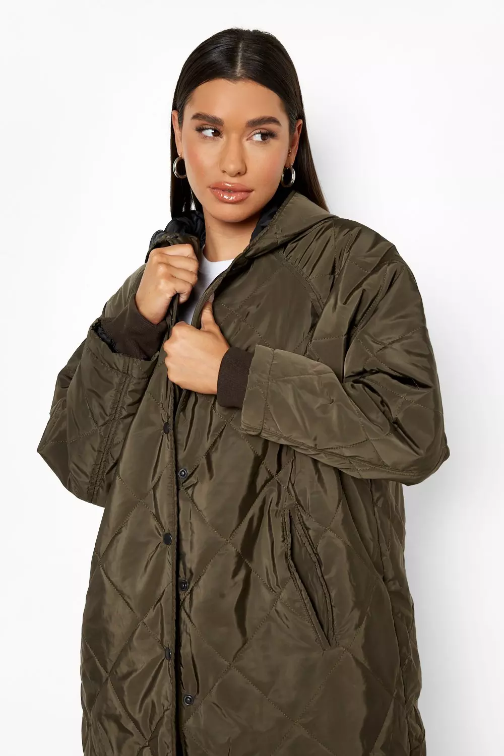 Quilted Hooded Longline Padded Jacket
