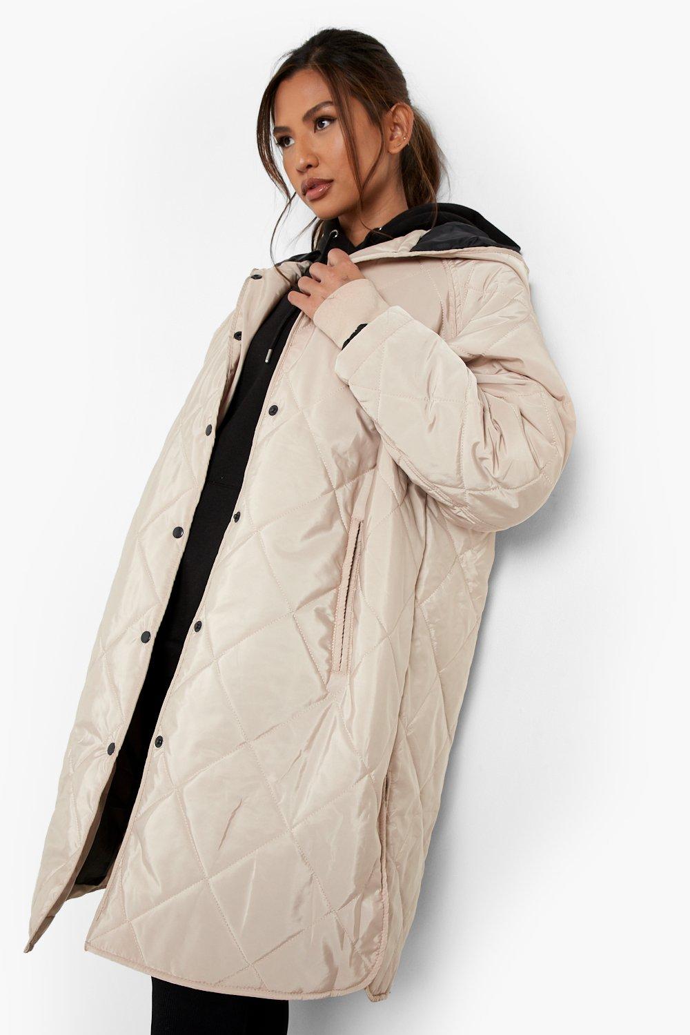 Quilted Hooded Longline Padded Jacket