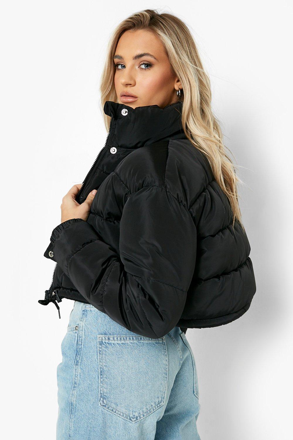 Black Padded Cropped Puffer Jacket, Jacket