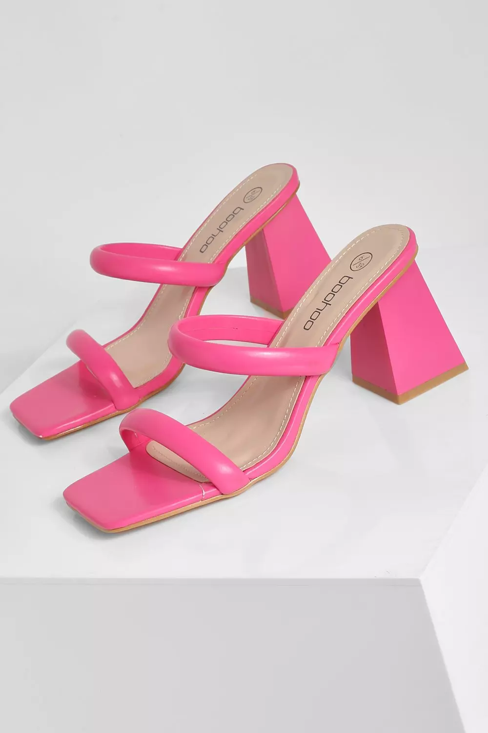 Pink Double Strap Block Heeled Mule alternative image