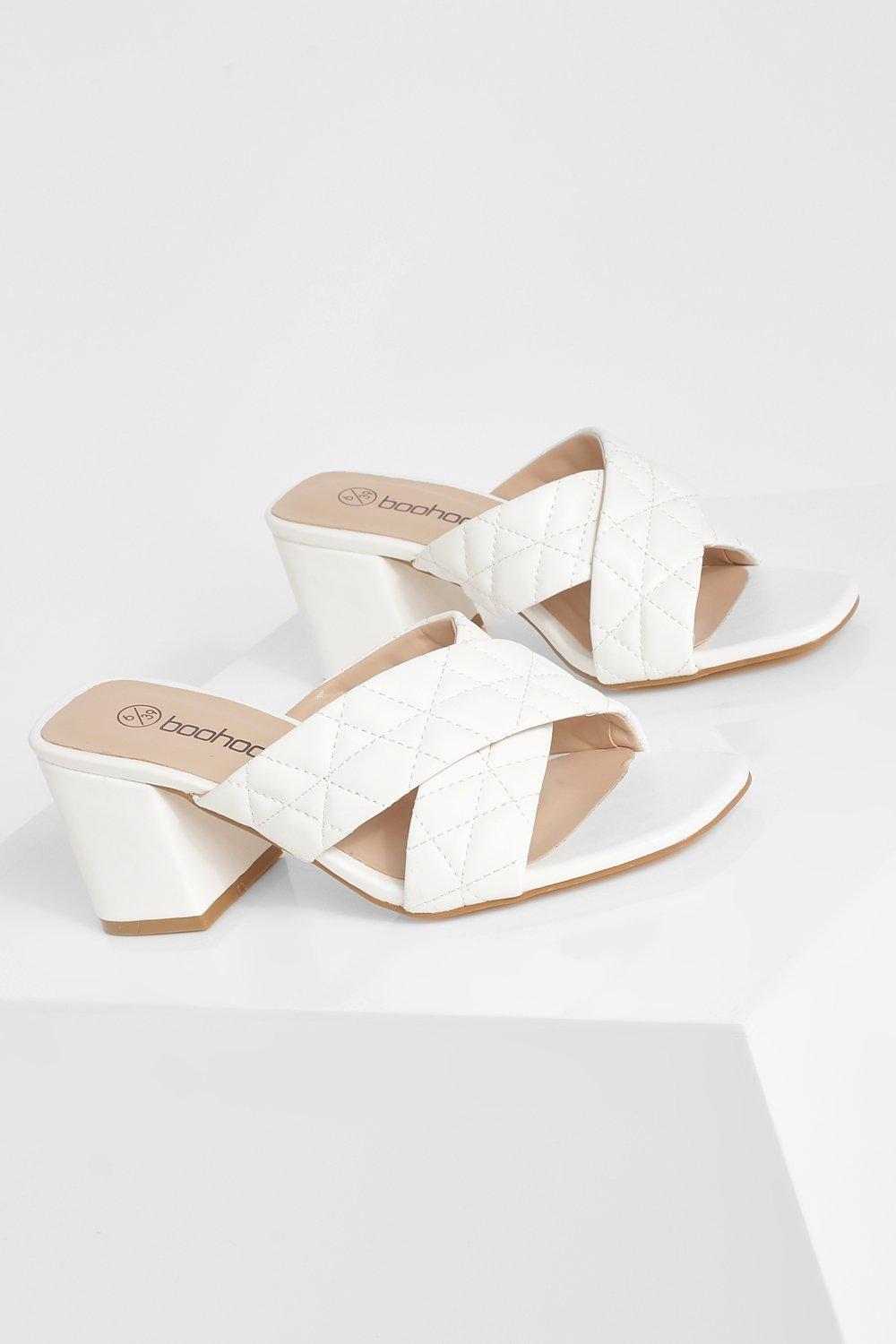 Mules talon carr et brides effet matelass Pointure large