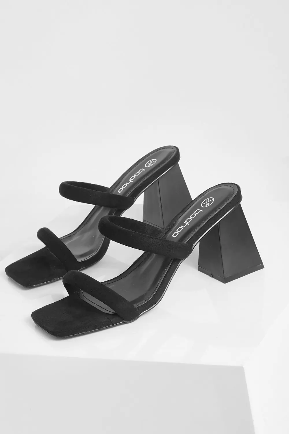 Black Double Strap Block Heeled Mule alternative image