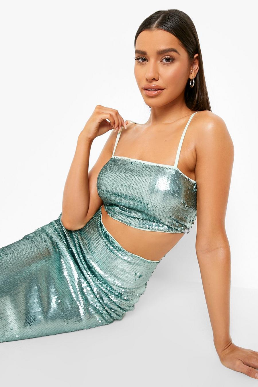 Mint Matte Sequin Strappy Cami image number 1