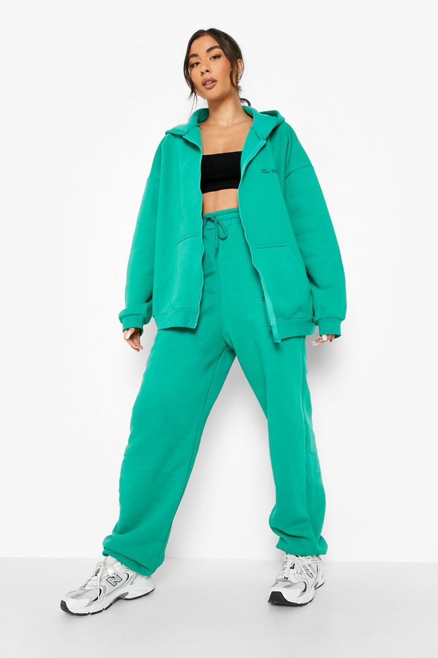 Green Recycled Premium Dsgn Text Oversized Track Pants image number 1