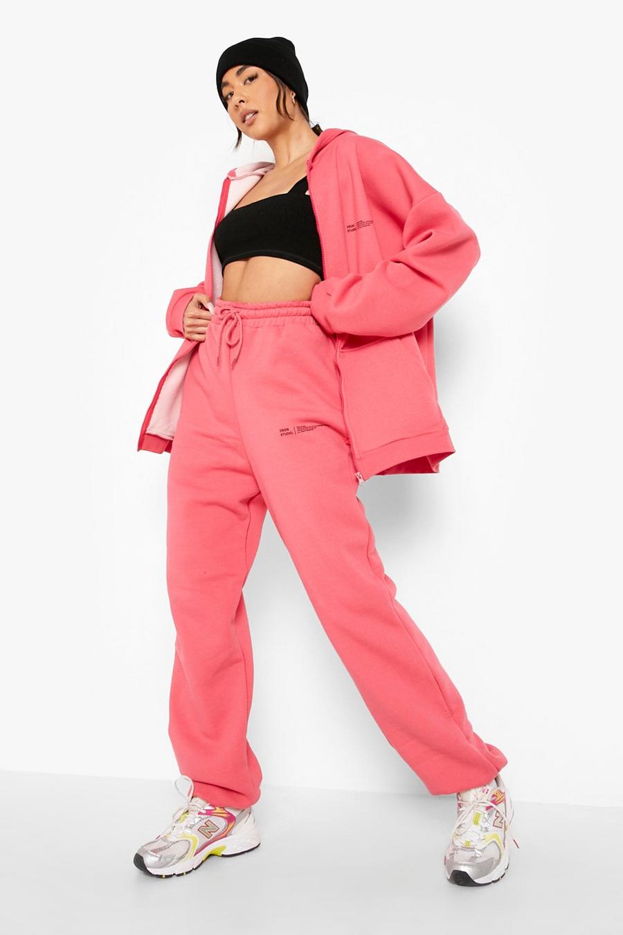 Hot pink Premium Dsgn Text Oversized Joggers image number 1