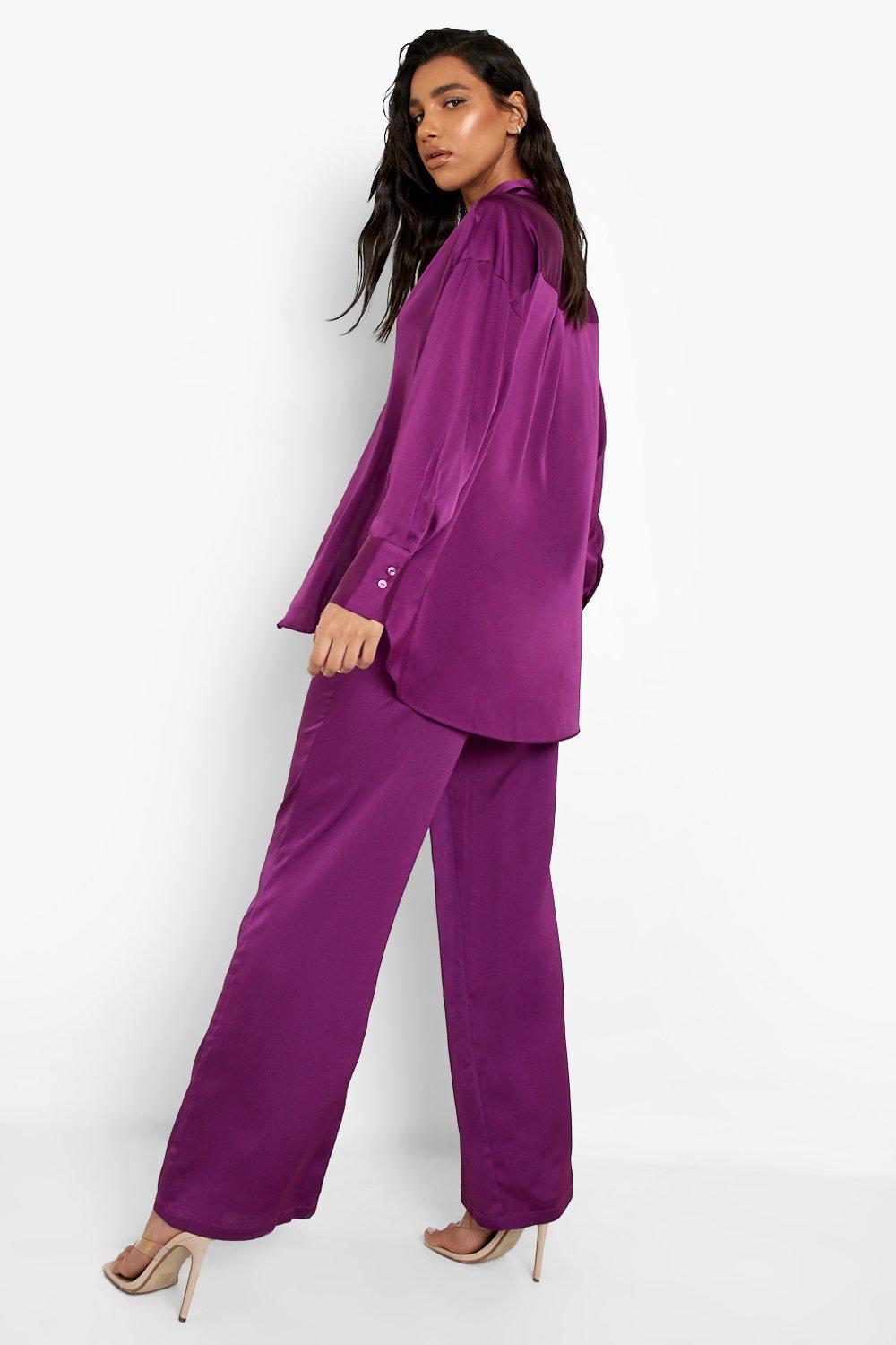 martin purple satin pants