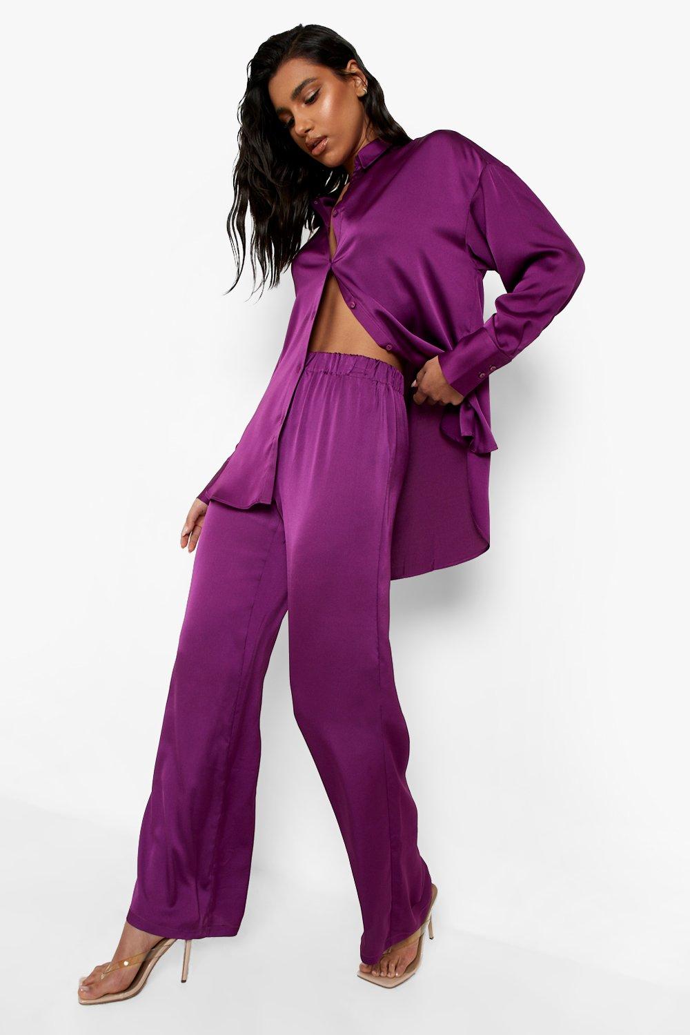 martin purple satin pants