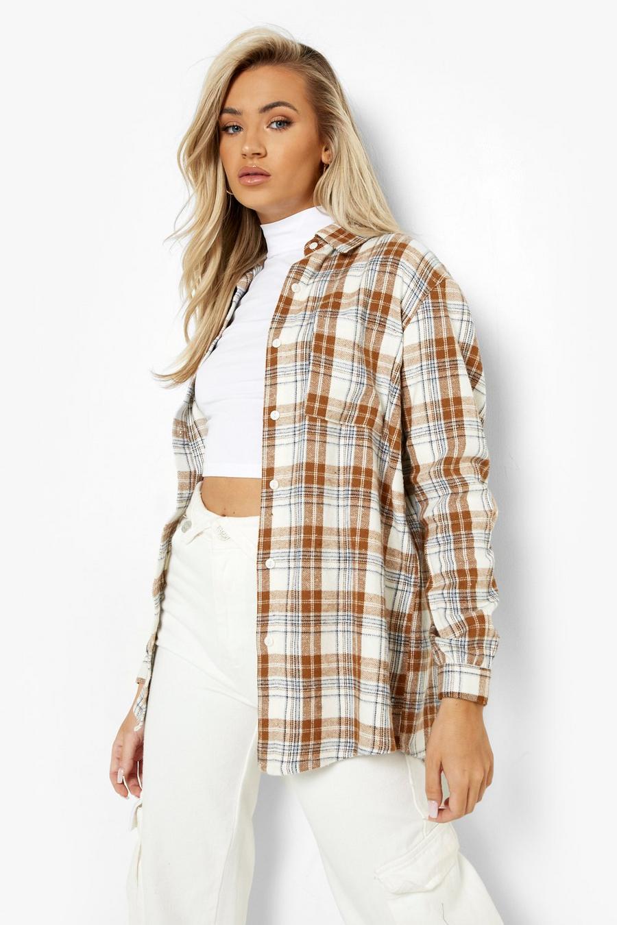 Brown Oversized Flannel Shirt image number 1