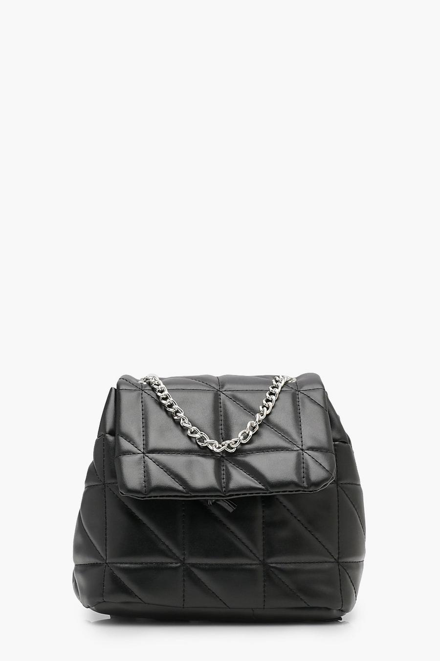 Black Quilted Chain Backpack image number 1