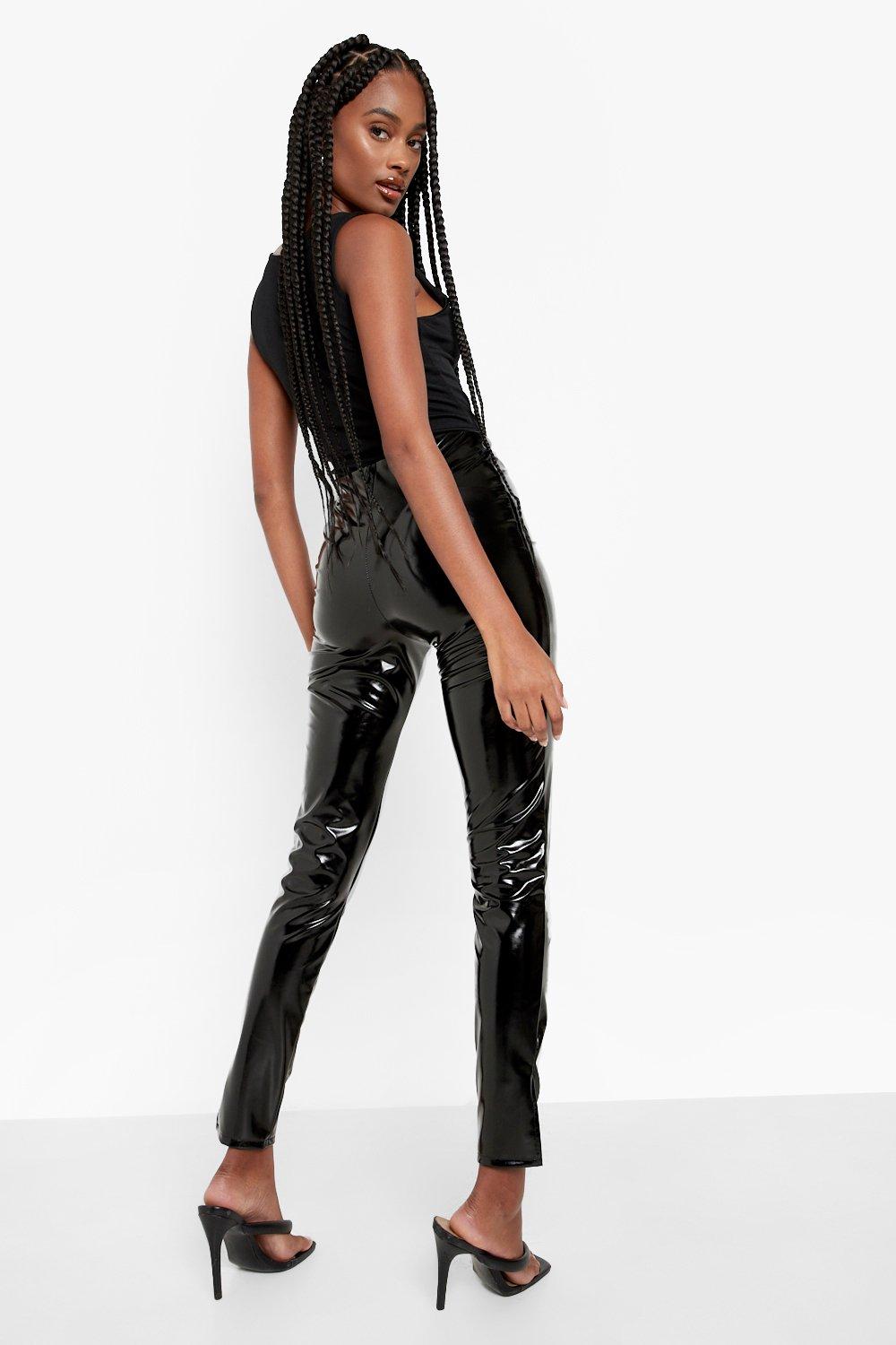 Black vinyl best sale split hem pants