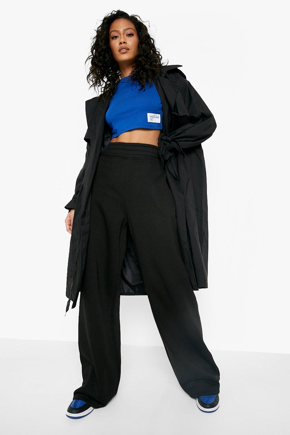 Buy Boohoo Solid Wide Leg Sweatpants In Black