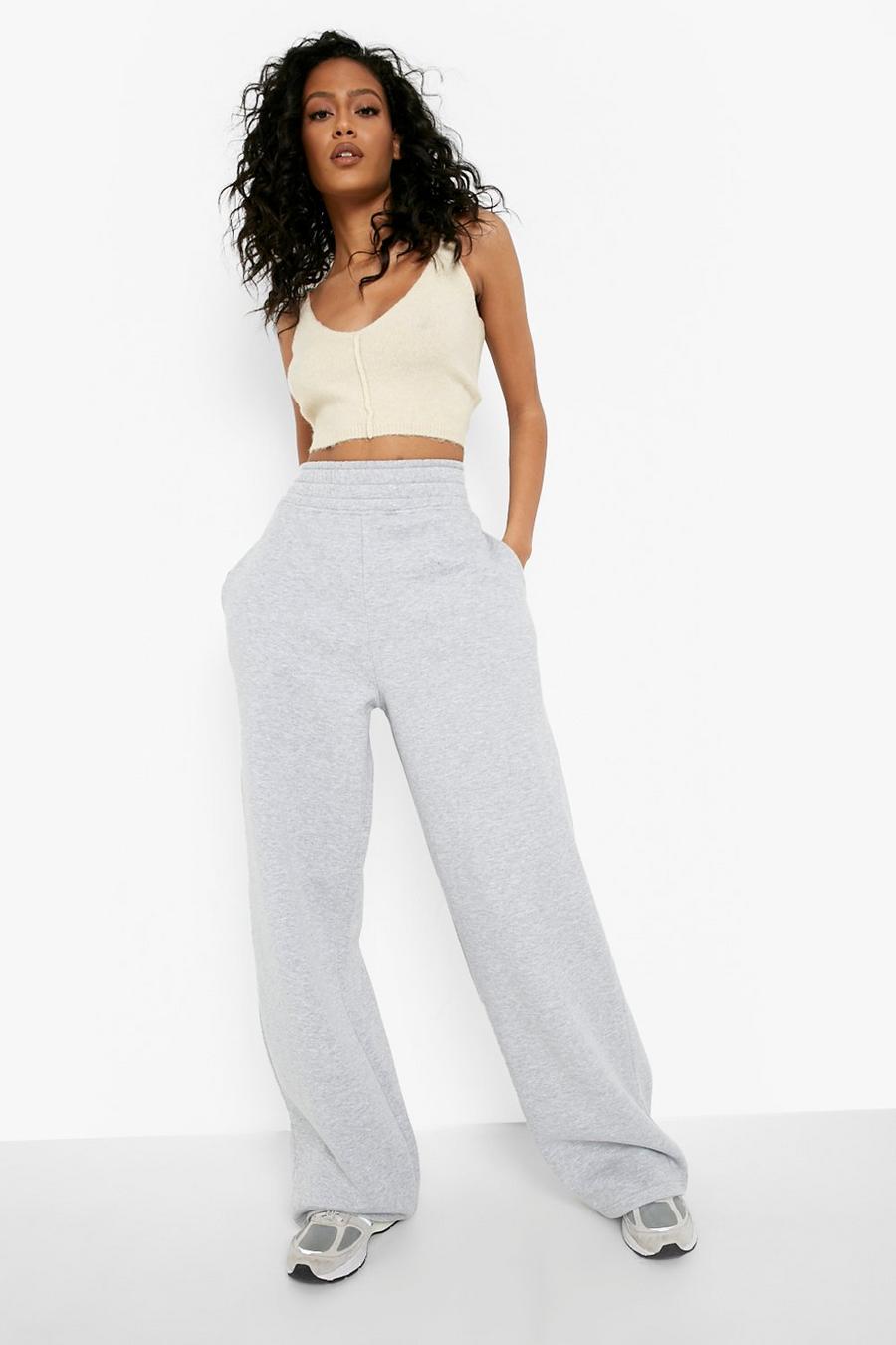 Grey Tall Thick Waistband Wide Leg Track Pants