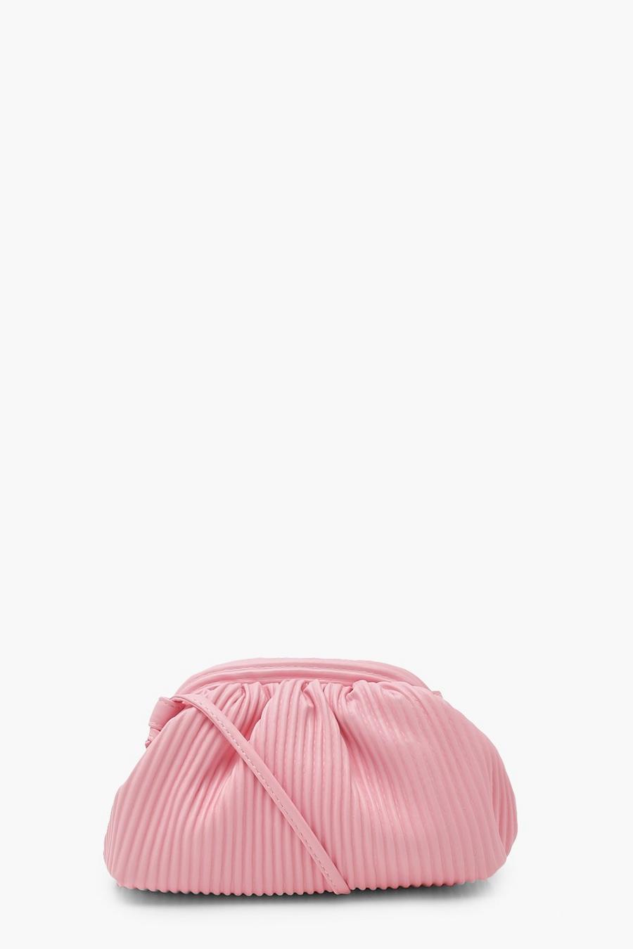 Bright pink Ribbed Slouchy Mini Clutch image number 1