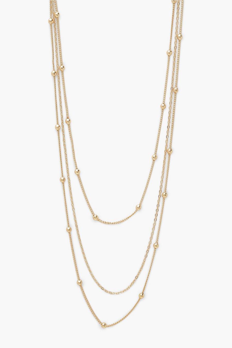 Gold Simple Layering Dainty Pearl Chain Necklace image number 1
