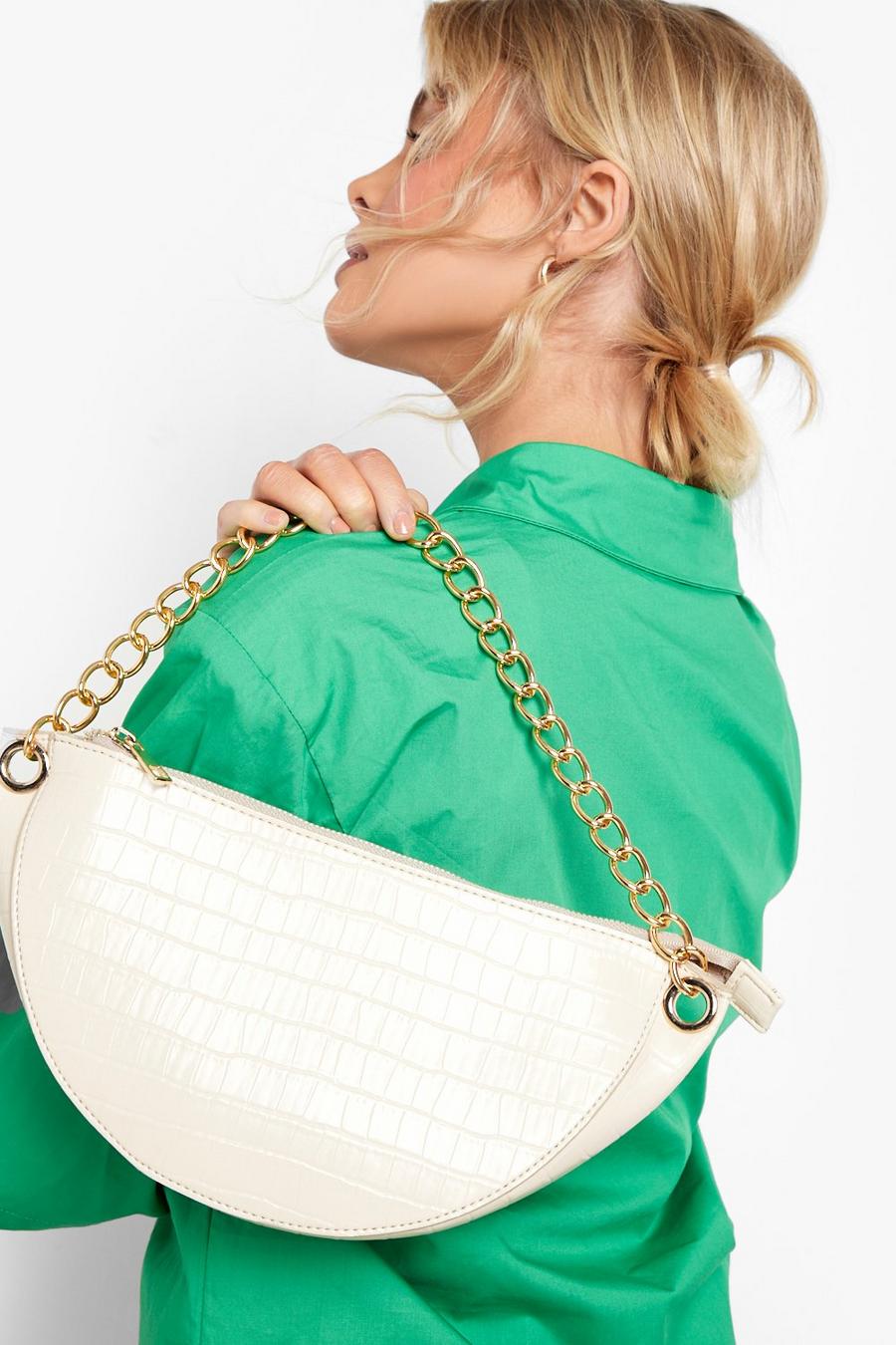 Cream Chunky Chain Croc Shoulder image number 1