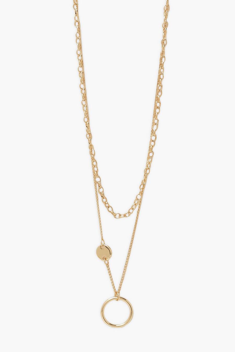 Gold Chain Circle Layering Necklace image number 1