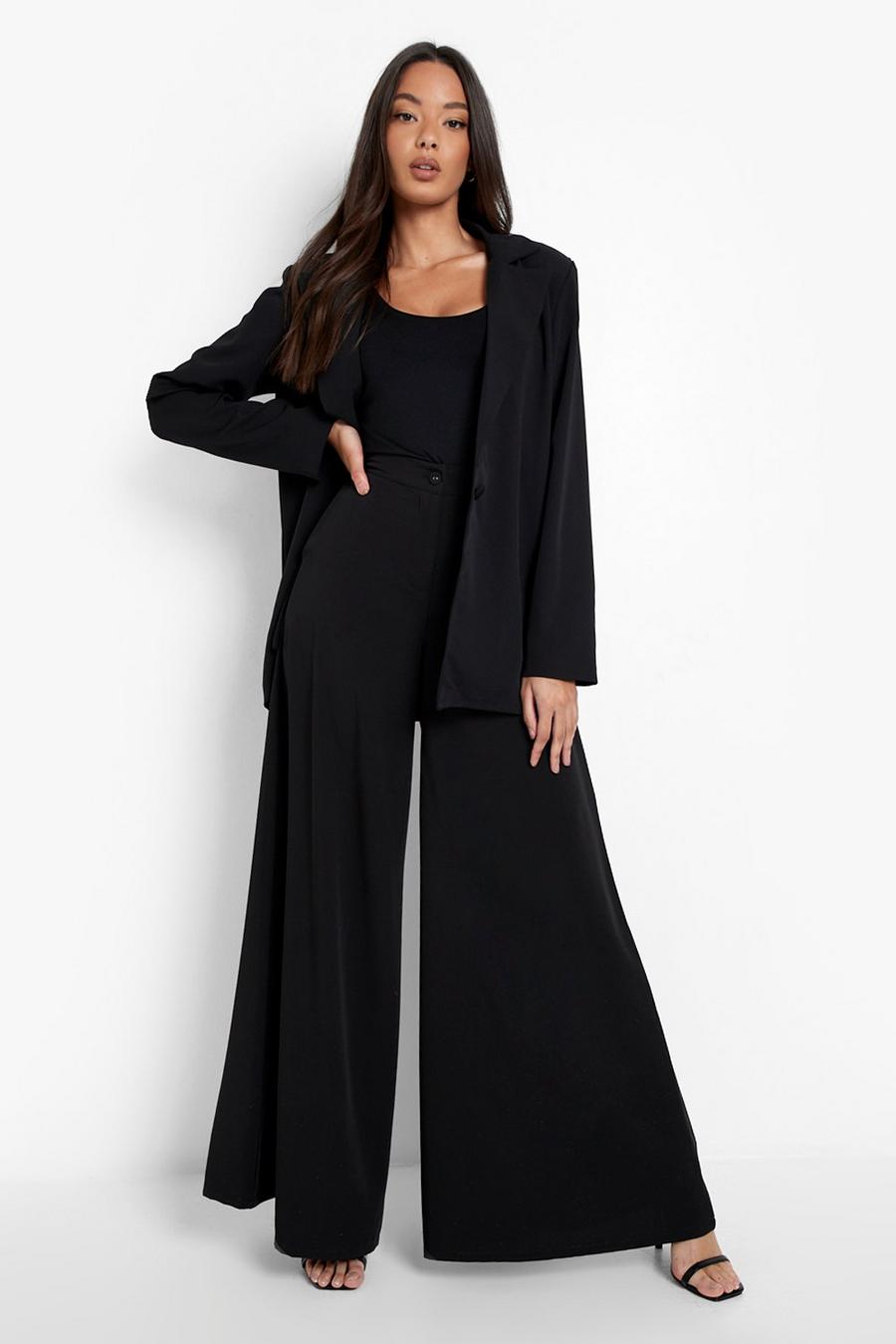 Black Super Wide Leg Tailored Trousers image number 1