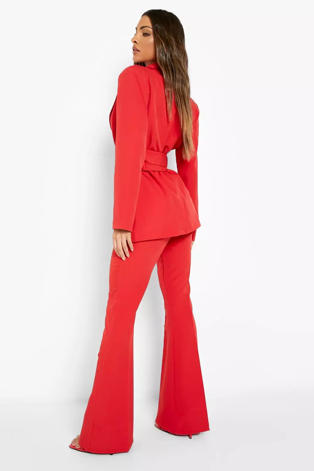 Red Tailored Flared Trousers alternative image