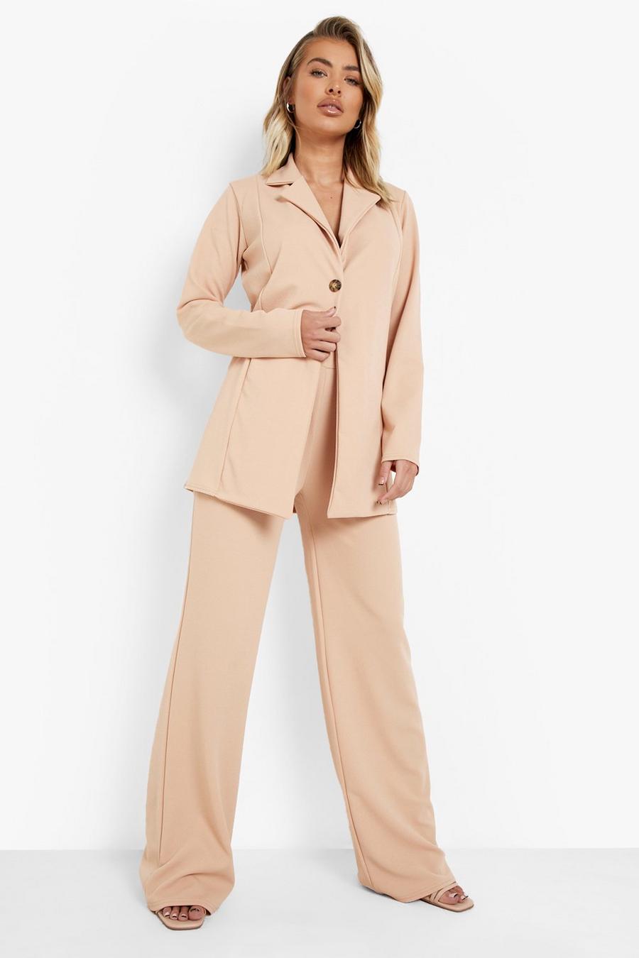 Camel Crepe Straight Leg Trousers image number 1